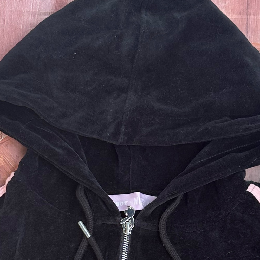PLAYBOY Black Hoodie with Pink Stripes - Picture 8 of 8